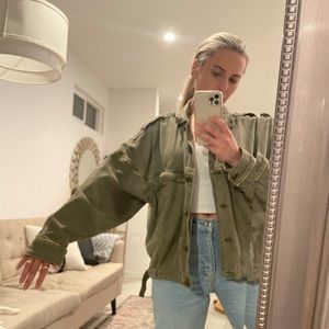 Free People Green Slouchy Cargo Jacket
